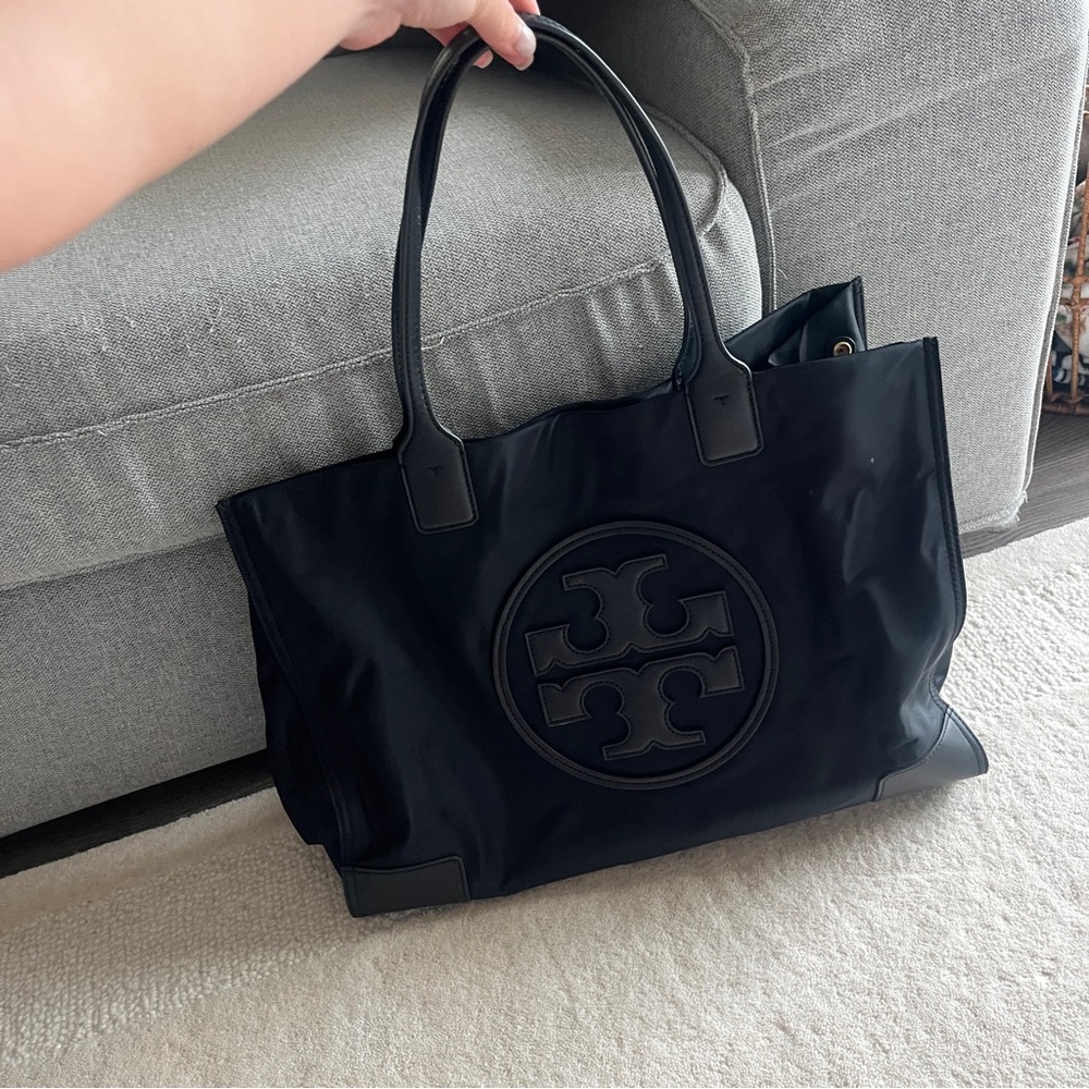 Tory Burch Ella Black Logo Tote Bag